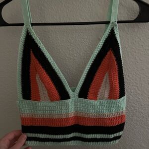Zara Mint and Coral Knit Top